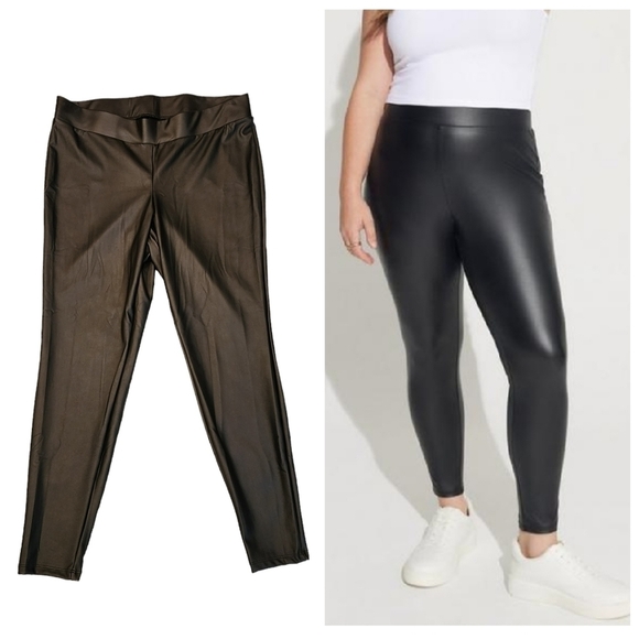 TORRID FULL LENGTH SIGNATURE WAIST PU BLACK LEGGING. 1X - Picture 1 of 15